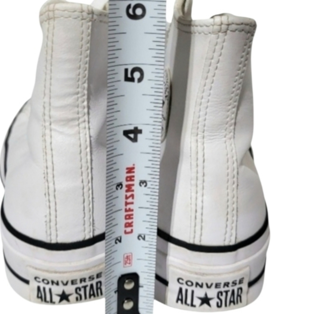 Converse LIFT Platform All Star Chuck Taylor White Leather Hi Sneaker Women 5.5 - Picture 5 of 10